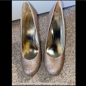Gold glitter heels